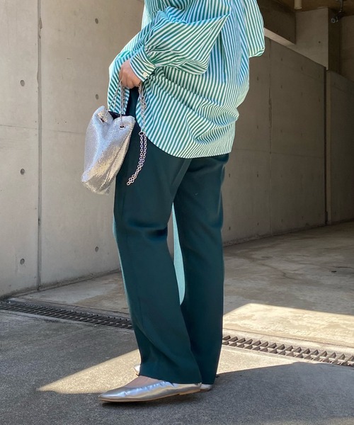 DouDou（ドゥドゥ）の「ソフトテーパードタックパンツ（その他パンツ・レディース・グリーン/ブラック/ピンク/アイボリー・36/38）」の14枚目の写真