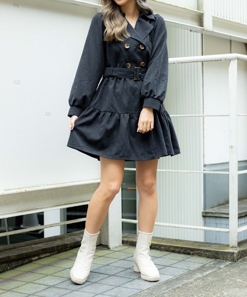 WEGO(ウィゴー)の「WEGO/トレンチティアードワンピース(ワンピース・レディース・ブラック/ベージュ・FREE)」の18枚目の写真
