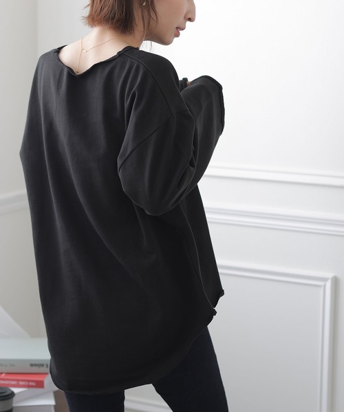 ElegChic（エレグシック）の「シンプルVネックカットソー（Tシャツ/カットソー・レディース・ブラック/杢グレー/ライトカーキ・MEDIUM/X-LARGE/XXX-LARGE）」の16枚目の写真