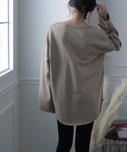 ElegChic（エレグシック）の「シンプルVネックカットソー（Tシャツ/カットソー・レディース・ブラック/杢グレー/ライトカーキ・MEDIUM/X-LARGE/XXX-LARGE）」の12枚目の写真