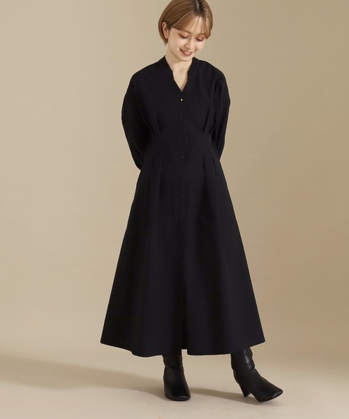 AULI（アウリィ）の「【低身長向けサイズ】ウエストタックシャツワンピース（シャツワンピース・レディース・グリーン/ブラック/ライトグレー・XS/S）」の6枚目の写真