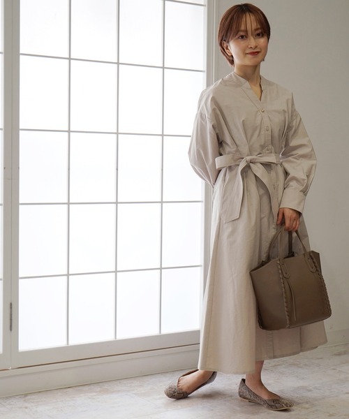 AULI（アウリィ）の「【低身長向けサイズ】ウエストタックシャツワンピース（シャツワンピース・レディース・グリーン/ブラック/ライトグレー・XS/S）」の12枚目の写真