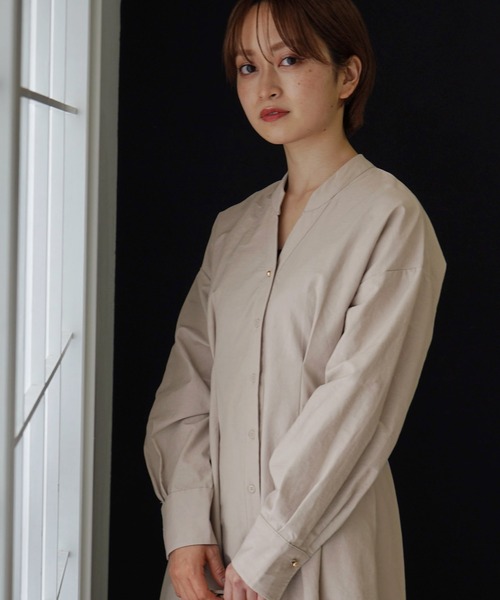 AULI（アウリィ）の「【低身長向けサイズ】ウエストタックシャツワンピース（シャツワンピース・レディース・グリーン/ブラック/ライトグレー・XS/S）」の18枚目の写真