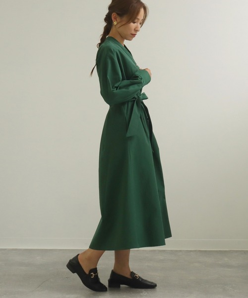 AULI（アウリィ）の「【低身長向けサイズ】ウエストタックシャツワンピース（シャツワンピース・レディース・グリーン/ブラック/ライトグレー・XS/S）」の19枚目の写真