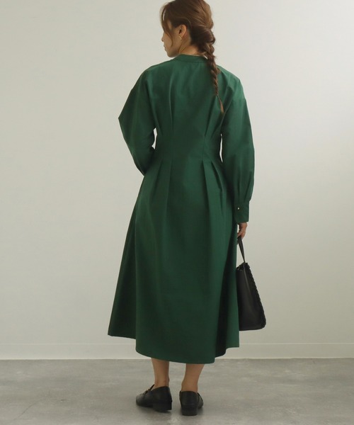 AULI（アウリィ）の「【低身長向けサイズ】ウエストタックシャツワンピース（シャツワンピース・レディース・グリーン/ブラック/ライトグレー・XS/S）」の15枚目の写真