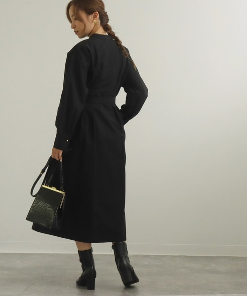 AULI（アウリィ）の「【低身長向けサイズ】ウエストタックシャツワンピース（シャツワンピース・レディース・グリーン/ブラック/ライトグレー・XS/S）」の21枚目の写真