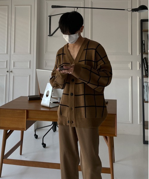 ASCLO(エジュクロ)の「ASCLO ウィンドウペンチェックカーディガン(カーディガン/ボレロ・メンズ・ブラック/ベージュ/ミント・FREE)」の22枚目の写真