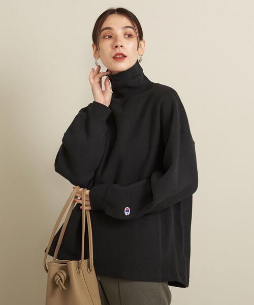 Champion(チャンピオン)の「【別注】<Champion(チャンピオン)>リバースウィーブタートルネックスウェットプルオーバー ∴◆(スウェット・レディース・オフホワイト/ブラック/ピンク・FREE)」の20枚目の写真