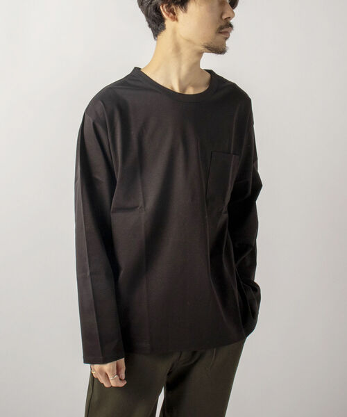 GLOSTER(グロスター)の「【GLOSTER/グロスター】SILKY SMOOTH TEE シルケットスムース ロングスリーブTシャツ(Tシャツ/カットソー・メンズ・ホワイト/ブラック/ラベンダー・MEDIUM/LARGE)」の2枚目の写真