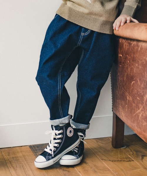 BRANSHES(ブランシェス)の「【あったかデニム】ガーデナーテーパード裏起毛デニムパンツ(デニムパンツ・キッズ・ネイビー/ブルー・110/120/100/130/150/90/140)」の2枚目の写真