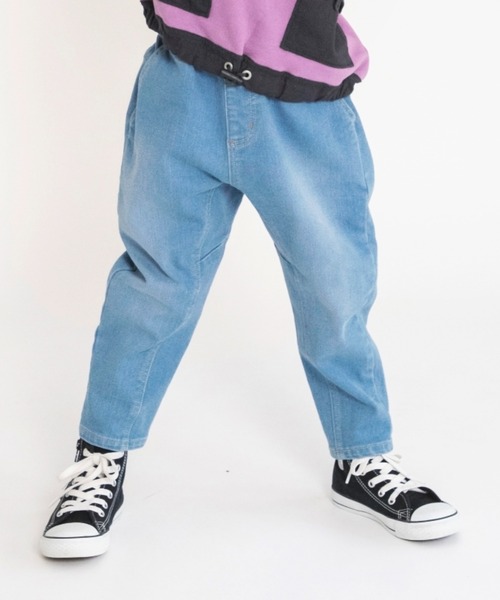 BRANSHES(ブランシェス)の「【あったかデニム】ガーデナーテーパード裏起毛デニムパンツ(デニムパンツ・キッズ・ネイビー/ブルー・110/120/100/130/150/90/140)」の1枚目の写真