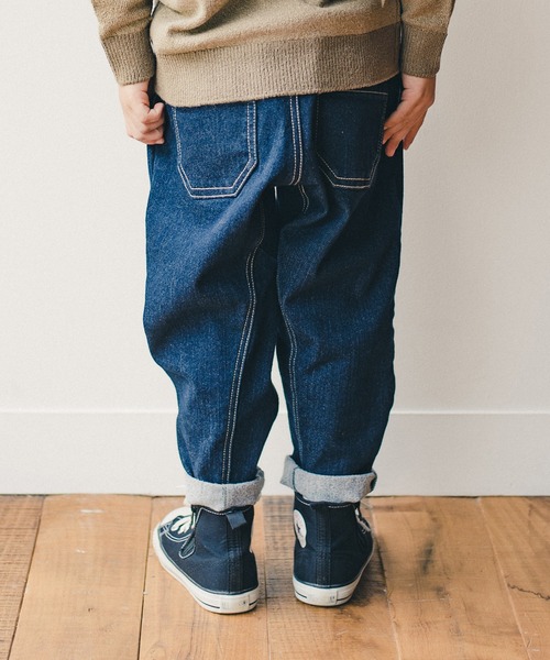 BRANSHES(ブランシェス)の「【あったかデニム】ガーデナーテーパード裏起毛デニムパンツ(デニムパンツ・キッズ・ネイビー/ブルー・110/120/100/130/150/90/140)」の8枚目の写真