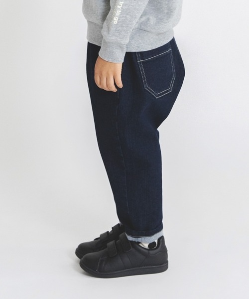 BRANSHES(ブランシェス)の「【あったかデニム】ガーデナーテーパード裏起毛デニムパンツ(デニムパンツ・キッズ・ネイビー/ブルー・110/120/100/130/150/90/140)」の14枚目の写真