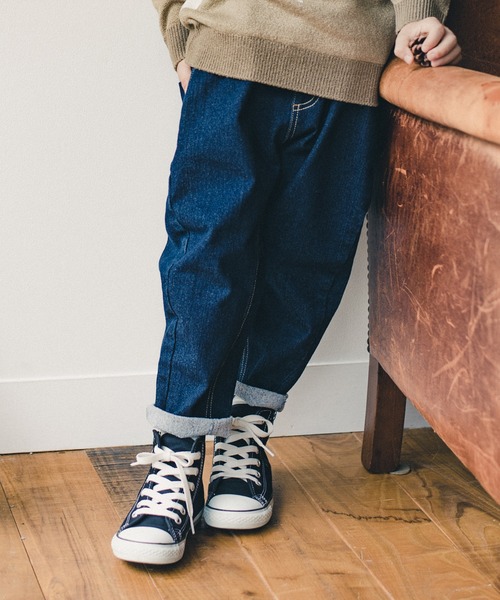 BRANSHES(ブランシェス)の「【あったかデニム】ガーデナーテーパード裏起毛デニムパンツ(デニムパンツ・キッズ・ネイビー/ブルー・110/120/100/130/150/90/140)」の6枚目の写真