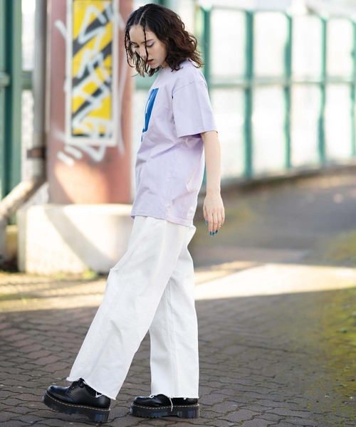 X-girl（エックスガール）の「NO IDEA S/S TEE（Tシャツ/カットソー・レディース・ホワイト/ライトパープル/チャコール・S/M/L/XL）」の11枚目の写真