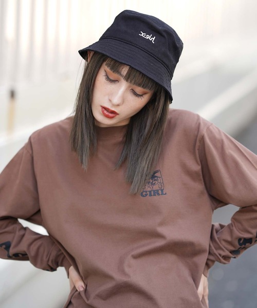 X-girl（エックスガール）の「MILLS LOGO BUCKET HAT（ハット・レディース・ホワイト/ブラック・ONE SIZE）」の11枚目の写真