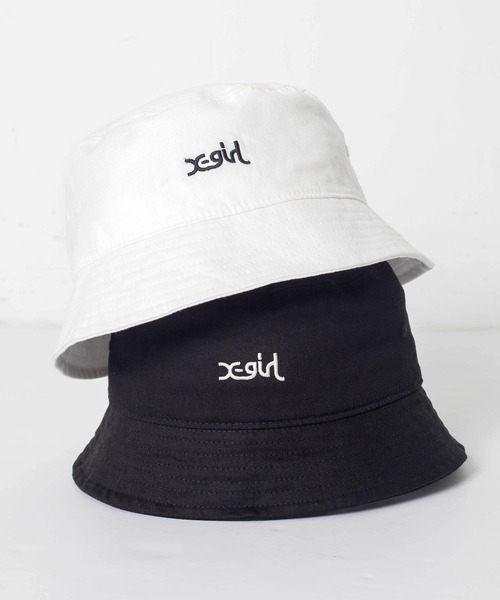 X-girl（エックスガール）の「MILLS LOGO BUCKET HAT（ハット・レディース・ホワイト/ブラック・ONE SIZE）」の13枚目の写真