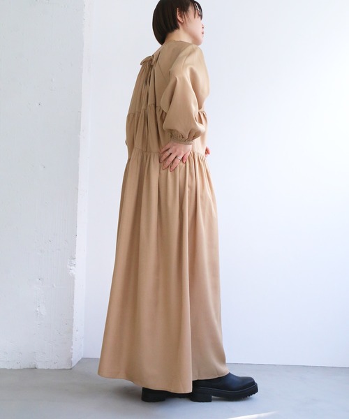 notch.（ノッチ）の「ギャザーマキシワンピース（ワンピース・レディース・ブラック/ベージュ・M/TM）」の10枚目の写真