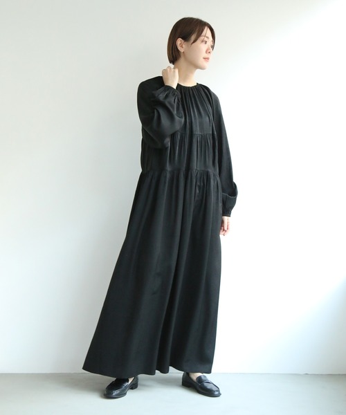 notch.（ノッチ）の「ギャザーマキシワンピース（ワンピース・レディース・ブラック/ベージュ・M/TM）」の5枚目の写真