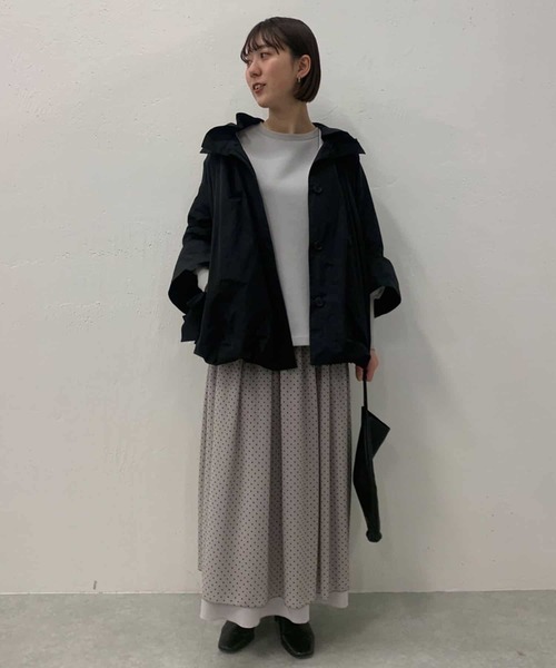 BEARDSLEY(ビアズリー)の「ウエスト総ゴム 裏側は一段ティアード無地 フロッキードットリバーシブルスカート(スカート・レディース・グレイッシュベージュ/ブラック・FREE)」の21枚目の写真