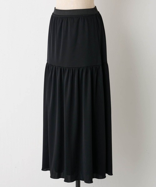 BEARDSLEY(ビアズリー)の「ウエスト総ゴム 裏側は一段ティアード無地 フロッキードットリバーシブルスカート(スカート・レディース・グレイッシュベージュ/ブラック・FREE)」の13枚目の写真