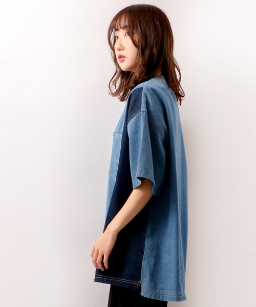 POWER TO THE PEOPLE(パワートゥーザピープル)の「POWER TO THE PEOPLE デニムリメイクTシャツ(Tシャツ/カットソー・メンズ・サックスブルー/ブラック/ネイビー・LL/M/L)」の11枚目の写真