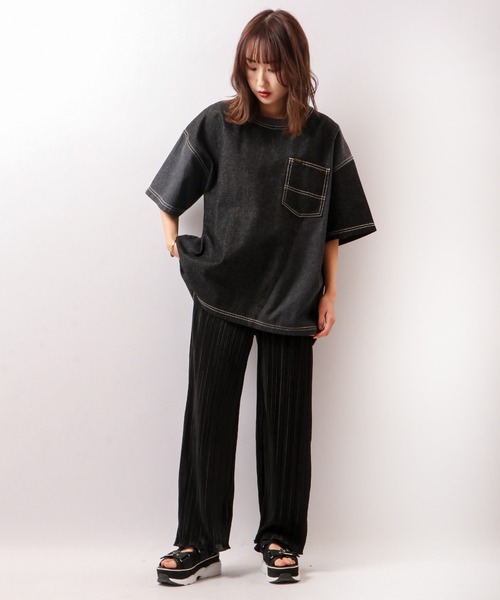 POWER TO THE PEOPLE(パワートゥーザピープル)の「POWER TO THE PEOPLE デニムリメイクTシャツ(Tシャツ/カットソー・メンズ・サックスブルー/ブラック/ネイビー・LL/M/L)」の9枚目の写真