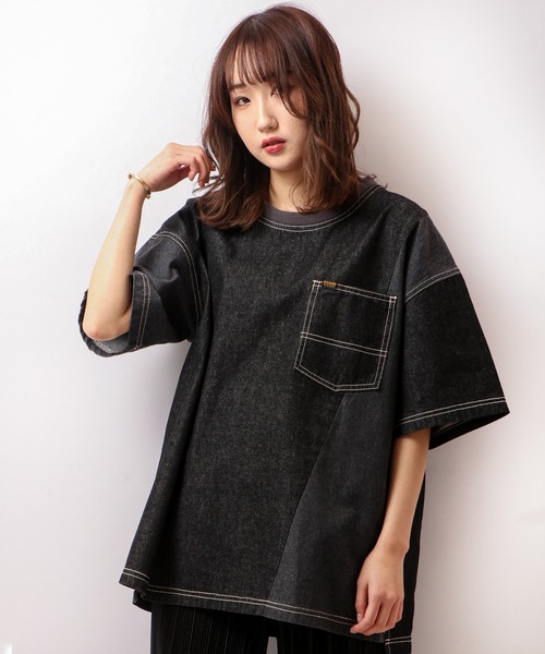 POWER TO THE PEOPLE(パワートゥーザピープル)の「POWER TO THE PEOPLE デニムリメイクTシャツ(Tシャツ/カットソー・メンズ・サックスブルー/ブラック/ネイビー・LL/M/L)」の6枚目の写真