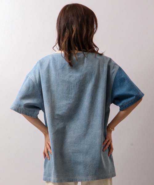 POWER TO THE PEOPLE(パワートゥーザピープル)の「POWER TO THE PEOPLE デニムリメイクTシャツ(Tシャツ/カットソー・メンズ・サックスブルー/ブラック/ネイビー・LL/M/L)」の19枚目の写真