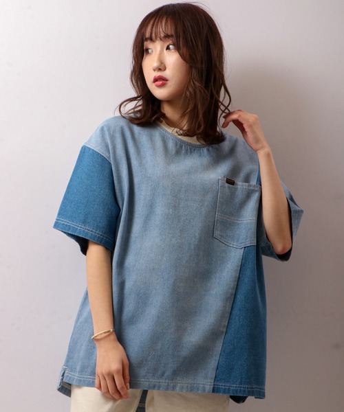 POWER TO THE PEOPLE(パワートゥーザピープル)の「POWER TO THE PEOPLE デニムリメイクTシャツ(Tシャツ/カットソー・メンズ・サックスブルー/ブラック/ネイビー・LL/M/L)」の16枚目の写真