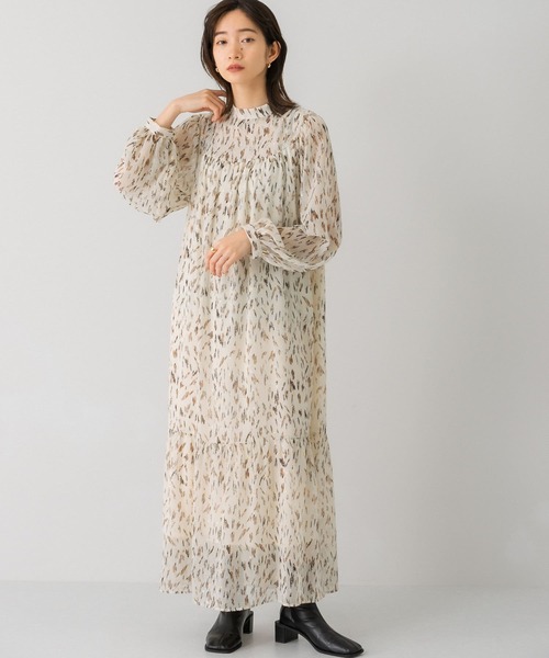 KBF（ケイビーエフ）の「付け襟プリントロングワンピース（ワンピース・レディース・ネイビー/グリーン/アイボリー・ONE）」の5枚目の写真