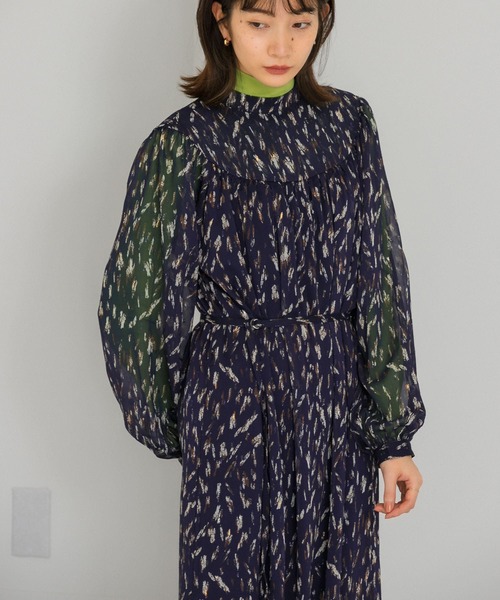 KBF（ケイビーエフ）の「付け襟プリントロングワンピース（ワンピース・レディース・ネイビー/グリーン/アイボリー・ONE）」の11枚目の写真