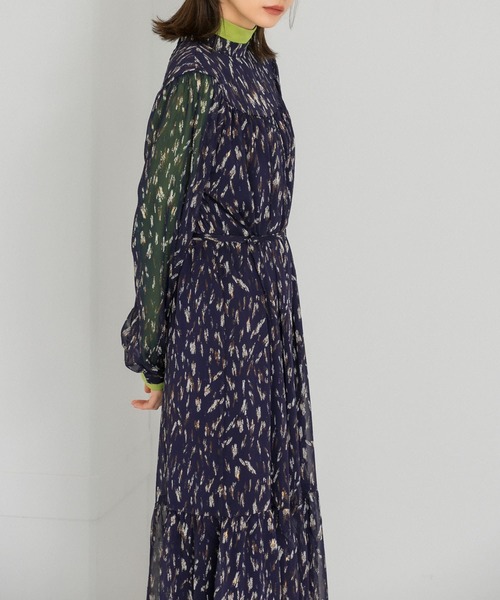 KBF（ケイビーエフ）の「付け襟プリントロングワンピース（ワンピース・レディース・ネイビー/グリーン/アイボリー・ONE）」の12枚目の写真