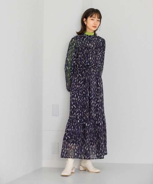 KBF（ケイビーエフ）の「付け襟プリントロングワンピース（ワンピース・レディース・ネイビー/グリーン/アイボリー・ONE）」の16枚目の写真