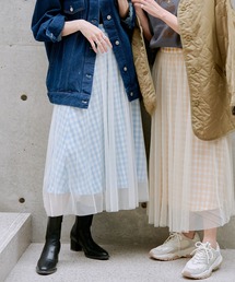 vis-`a-vis | 【一部店舗限定】チェック柄ボリュームチュールスカート(スカート)