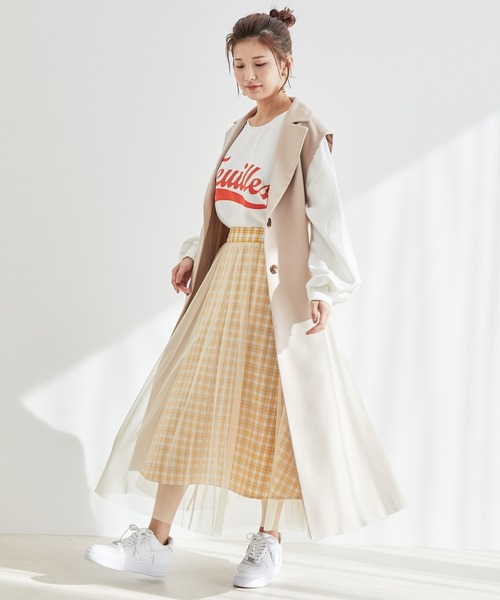 vis-`a-vis(ビサビ)の「【一部店舗限定】チェック柄ボリュームチュールスカート(スカート・レディース・イエロー/ブルー系その他4/ブラック・S/M)」の7枚目の写真