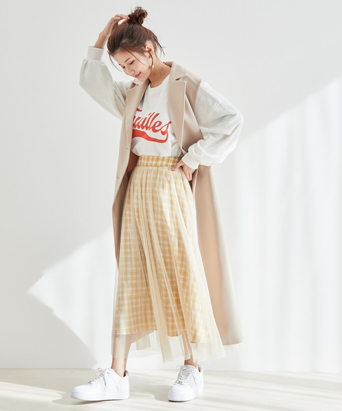 vis-`a-vis(ビサビ)の「【一部店舗限定】チェック柄ボリュームチュールスカート(スカート・レディース・イエロー/ブルー系その他4/ブラック・S/M)」の8枚目の写真