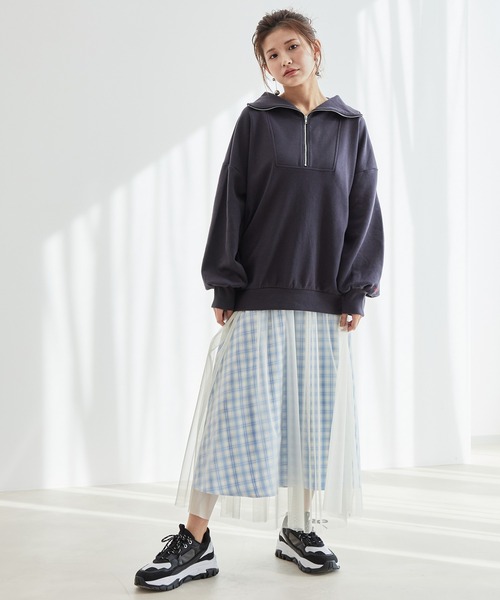 vis-`a-vis(ビサビ)の「【一部店舗限定】チェック柄ボリュームチュールスカート(スカート・レディース・イエロー/ブルー系その他4/ブラック・S/M)」の10枚目の写真