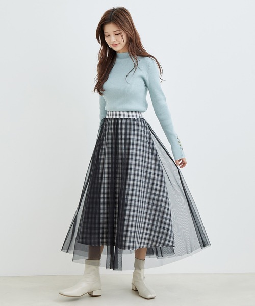 vis-`a-vis(ビサビ)の「【一部店舗限定】チェック柄ボリュームチュールスカート(スカート・レディース・イエロー/ブルー系その他4/ブラック・S/M)」の11枚目の写真