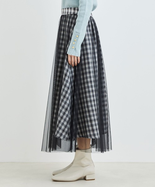vis-`a-vis(ビサビ)の「【一部店舗限定】チェック柄ボリュームチュールスカート(スカート・レディース・イエロー/ブルー系その他4/ブラック・S/M)」の13枚目の写真