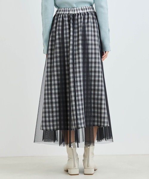 vis-`a-vis(ビサビ)の「【一部店舗限定】チェック柄ボリュームチュールスカート(スカート・レディース・イエロー/ブルー系その他4/ブラック・S/M)」の14枚目の写真