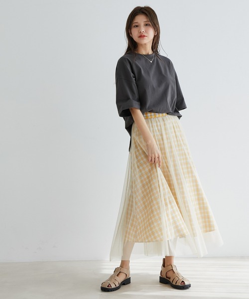 vis-`a-vis(ビサビ)の「【一部店舗限定】チェック柄ボリュームチュールスカート(スカート・レディース・イエロー/ブルー系その他4/ブラック・S/M)」の21枚目の写真