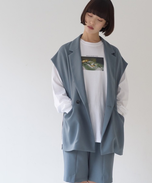 La SRIC（ラスリック）の「La SRIC / サイドZIPテーラードベスト【セットアップ可】（ベスト・レディース・ベージュ/ブルー/ブラック・38）」の20枚目の写真