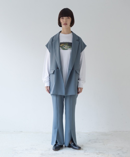 La SRIC（ラスリック）の「La SRIC / サイドZIPテーラードベスト【セットアップ可】（ベスト・レディース・ベージュ/ブルー/ブラック・38）」の21枚目の写真