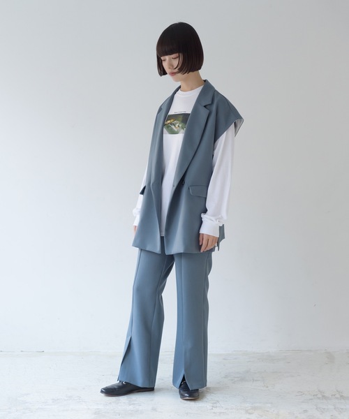 La SRIC（ラスリック）の「La SRIC / サイドZIPテーラードベスト【セットアップ可】（ベスト・レディース・ベージュ/ブルー/ブラック・38）」の22枚目の写真