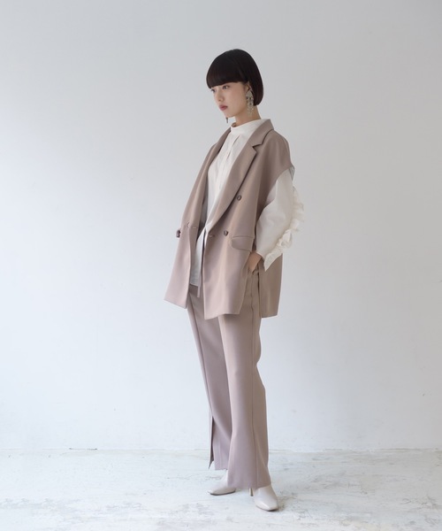 La SRIC（ラスリック）の「La SRIC / サイドZIPテーラードベスト【セットアップ可】（ベスト・レディース・ベージュ/ブルー/ブラック・38）」の6枚目の写真