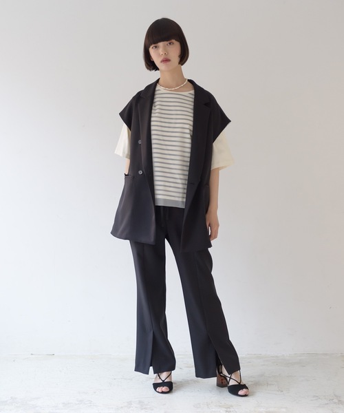 La SRIC（ラスリック）の「La SRIC / サイドZIPテーラードベスト【セットアップ可】（ベスト・レディース・ベージュ/ブルー/ブラック・38）」の17枚目の写真