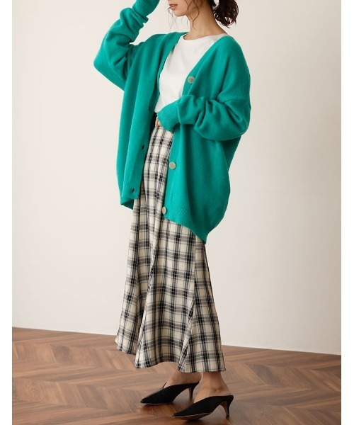 Re:EDIT（リエディ）の「[低身長サイズ有]先染めチェック柄マーメイドスカート（スカート・レディース・グリーン/ブルー/ブラック・MEDIUM/LARGE/SHORT）」の4枚目の写真