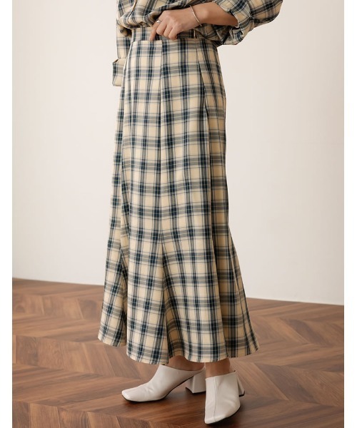 Re:EDIT（リエディ）の「[低身長サイズ有]先染めチェック柄マーメイドスカート（スカート・レディース・グリーン/ブルー/ブラック・MEDIUM/LARGE/SHORT）」の16枚目の写真