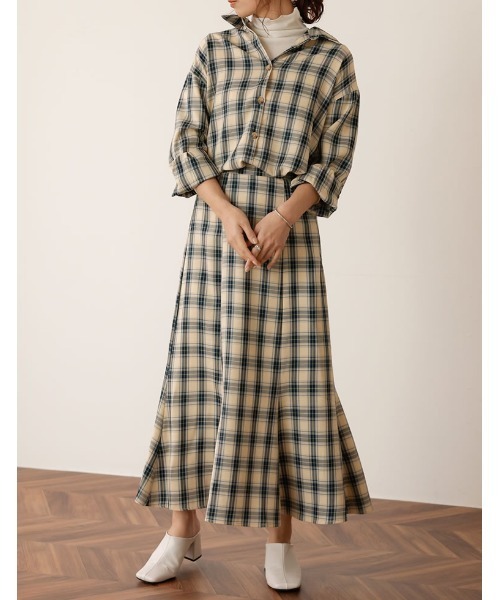 Re:EDIT（リエディ）の「[低身長サイズ有]先染めチェック柄マーメイドスカート（スカート・レディース・グリーン/ブルー/ブラック・MEDIUM/LARGE/SHORT）」の20枚目の写真